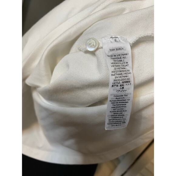 Tory Burch Sport Performance Pique Pleated‎ Collar Polo Snow White /Sundance - Picture 8 of 10